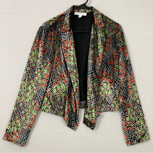 Anthropologie Soft Lightweight Open Front Velour Floral Jacket size 2